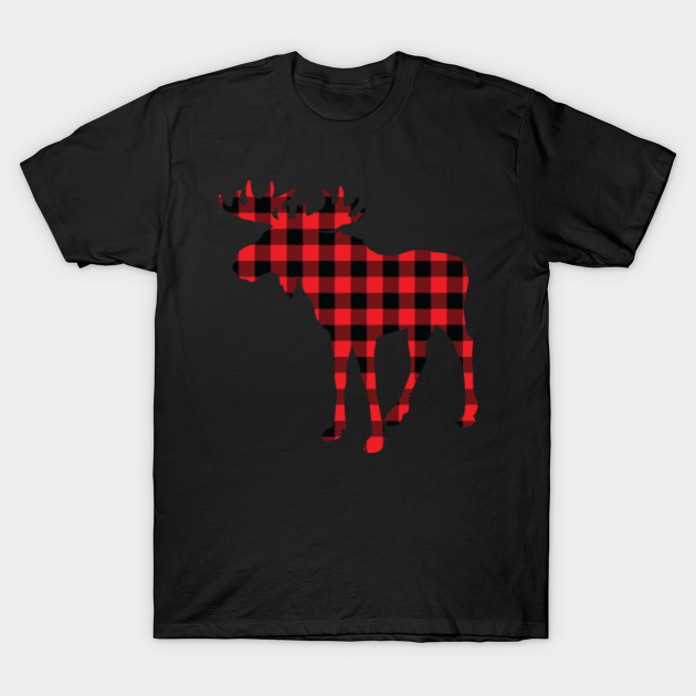 Christmas Buffalo Plaid Moose - Christmas Buffalo Plaid Moose - T-Shirt | TeePublic